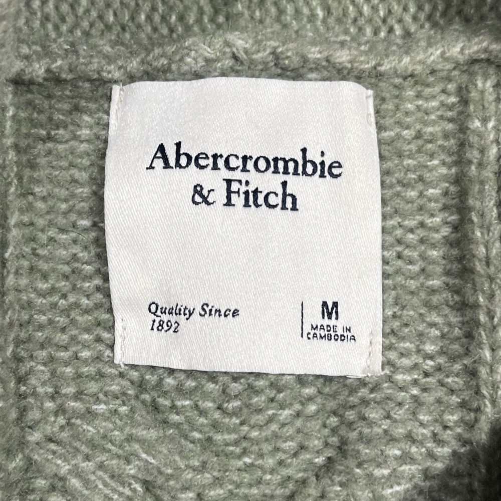 Abercrombie & Fitch Y2K Preppy Fisherman Cable Knit V-Neck Sweater Womens Medium - Picture 6 of 10